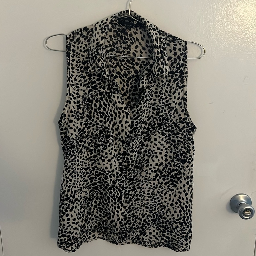 Cotton On black and white animal print blouse